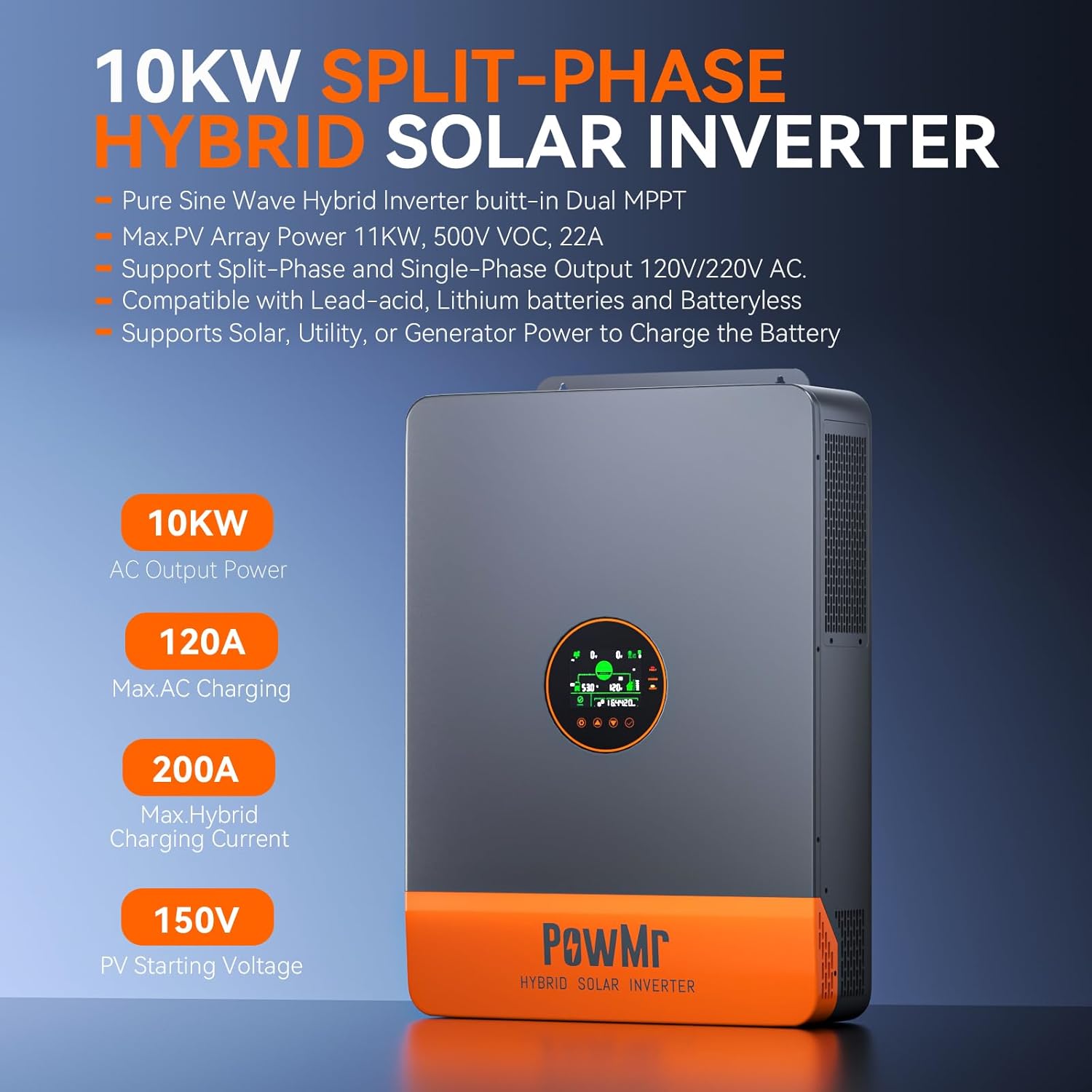PowMr 16KW 10KW Onduleur monop - Split Phase Inverter 10Kw 110V 220V avis et prix